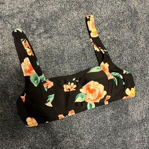 Xhilaration Black/Floral Bikini Top